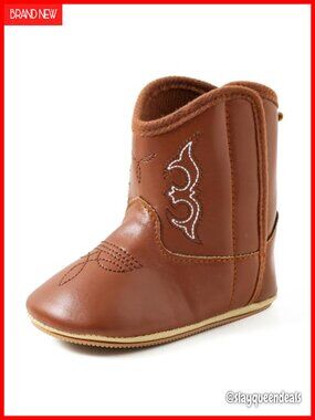 Western Cowboy Bootie Soft Sole Non-Slip Crib Shoes Baby Infant